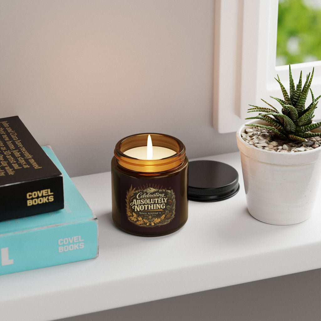 Celebrating Absolutely Nothing Soy Candle — Amber Jar Scented Candle