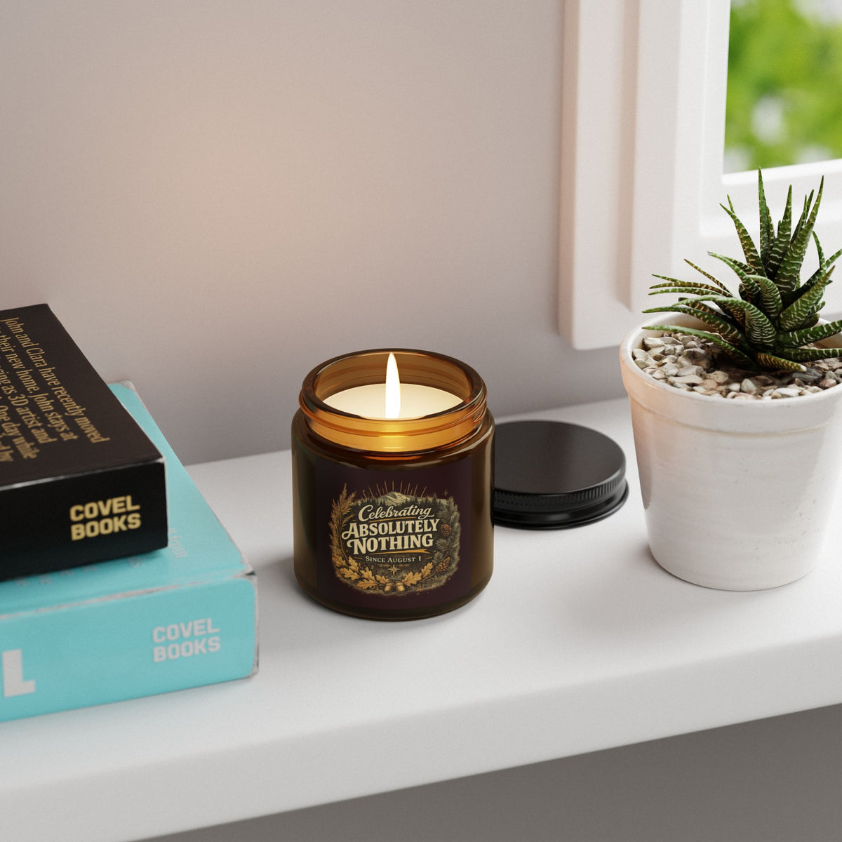 Celebrating Absolutely Nothing Soy Candle — Amber Jar Scented Candle