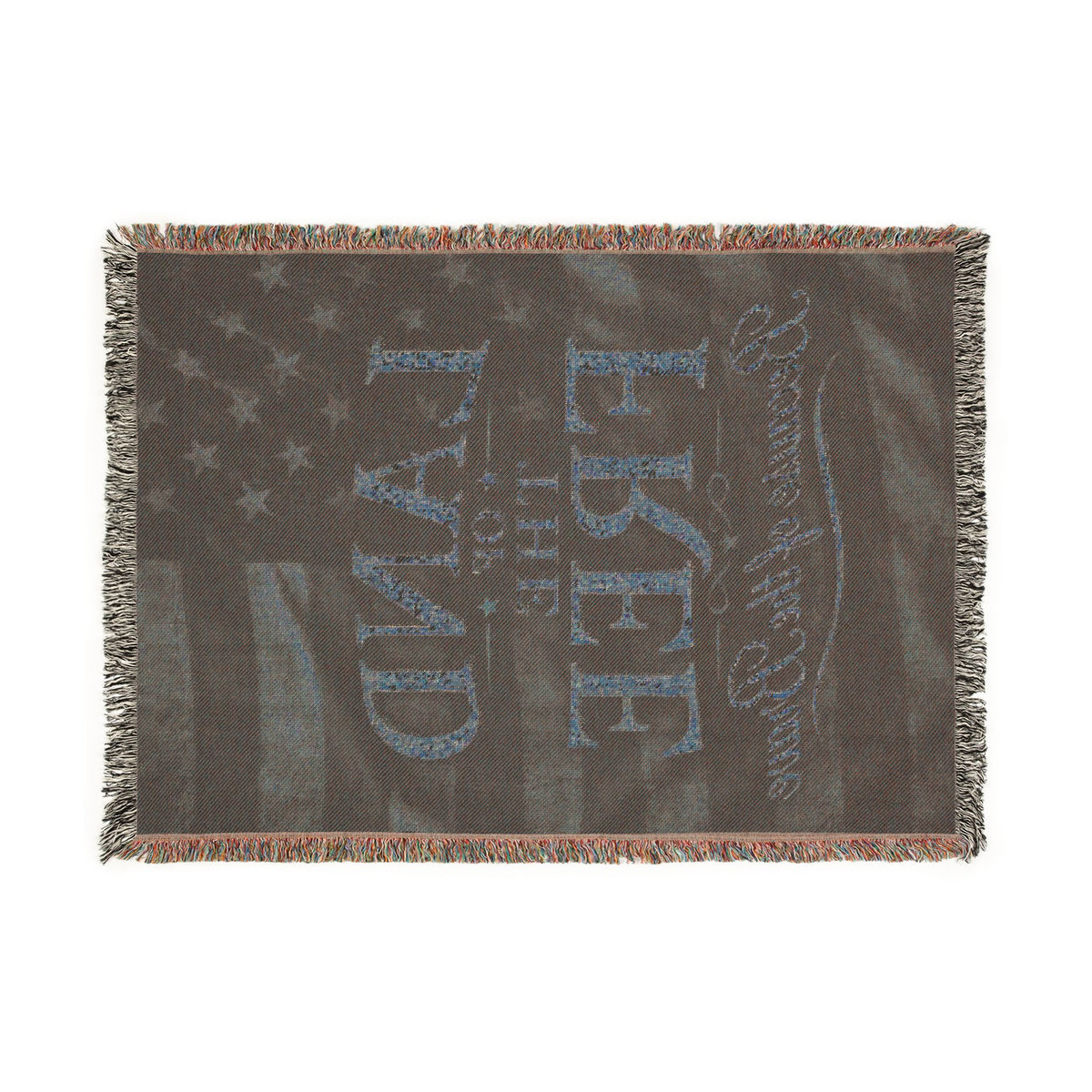 Woven Blanket — 'Land of the Free' American Flag Throw Blanket, Patriotic Home Decor for 4th of July & Veterans
