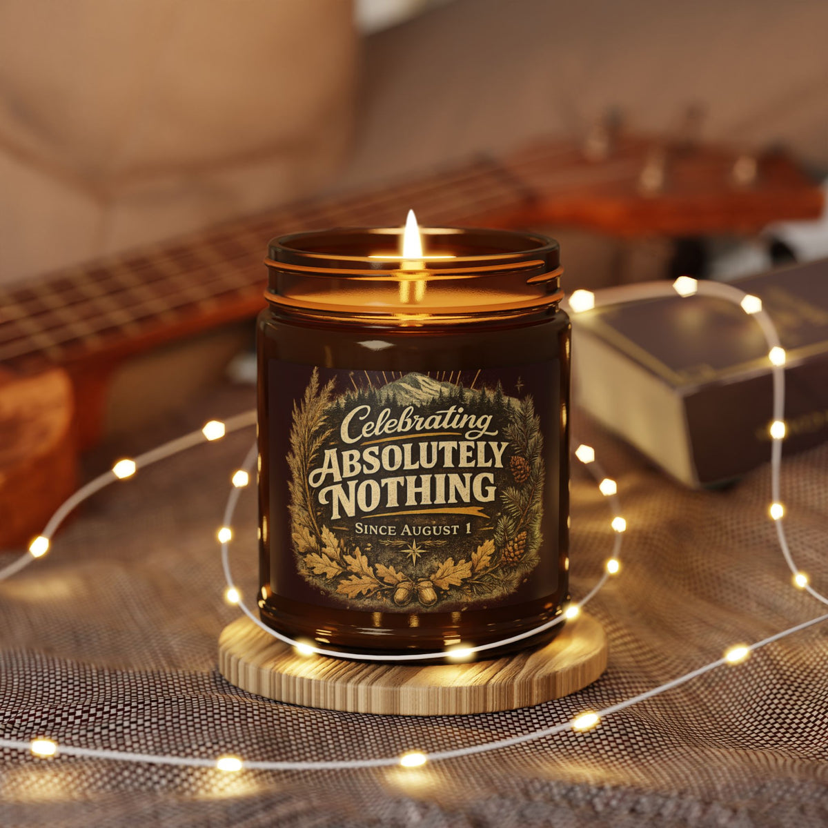 Celebrating Absolutely Nothing Soy Candle — Amber Jar Scented Candle