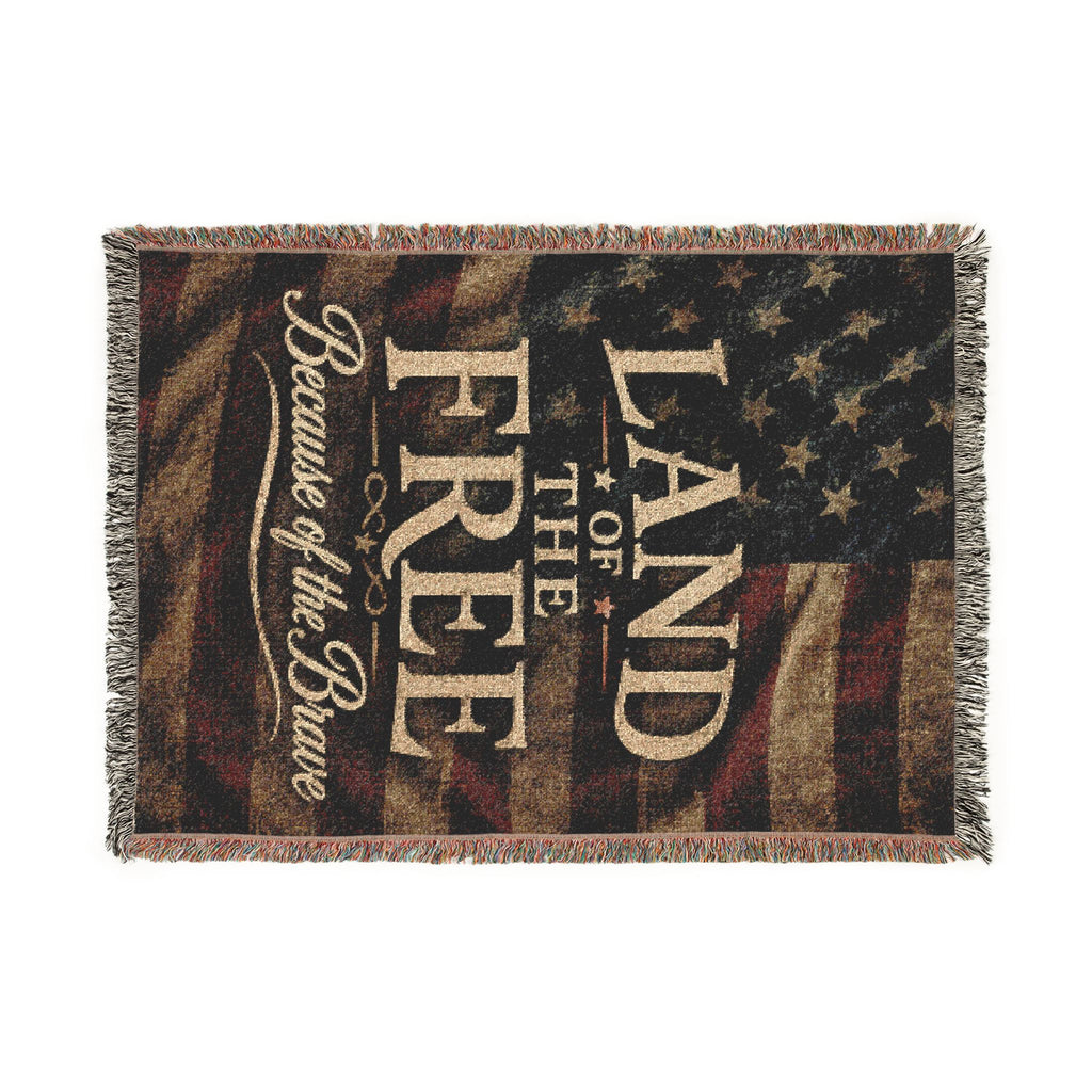 Woven Blanket — 'Land of the Free' American Flag Throw Blanket, Patriotic Home Decor for 4th of July & Veterans