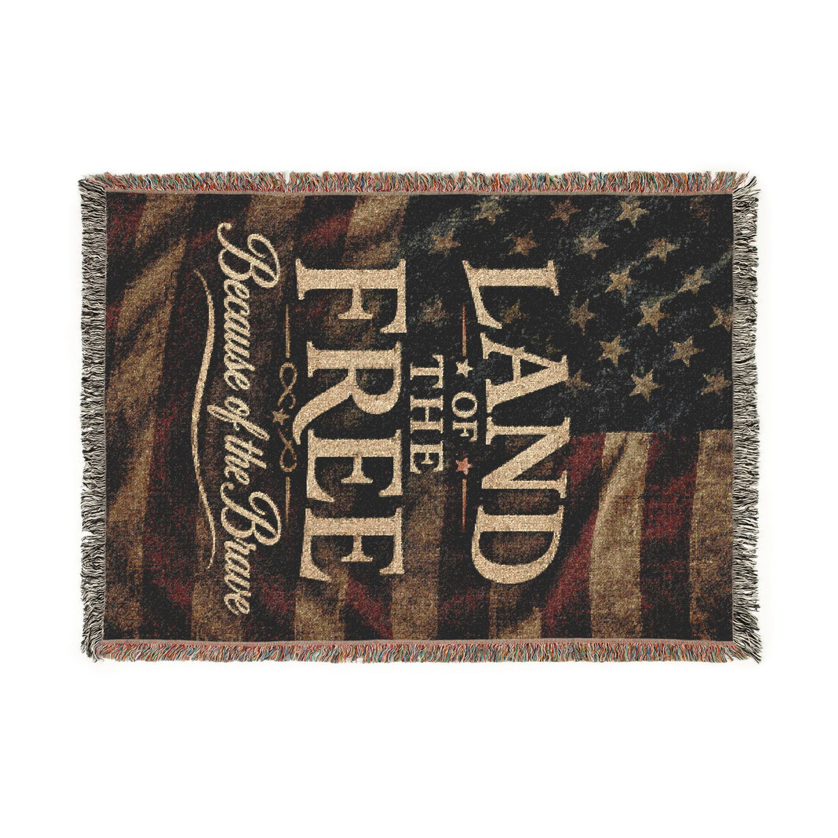 Woven Blanket — 'Land of the Free' American Flag Throw Blanket, Patriotic Home Decor for 4th of July & Veterans