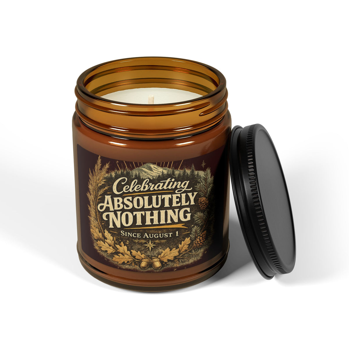 Celebrating Absolutely Nothing Soy Candle — Amber Jar Scented Candle