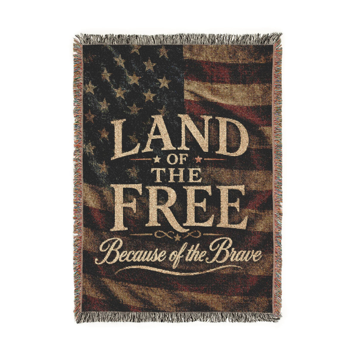 Woven Blanket — 'Land of the Free' American Flag Throw Blanket, Patriotic Home Decor for 4th of July & Veterans