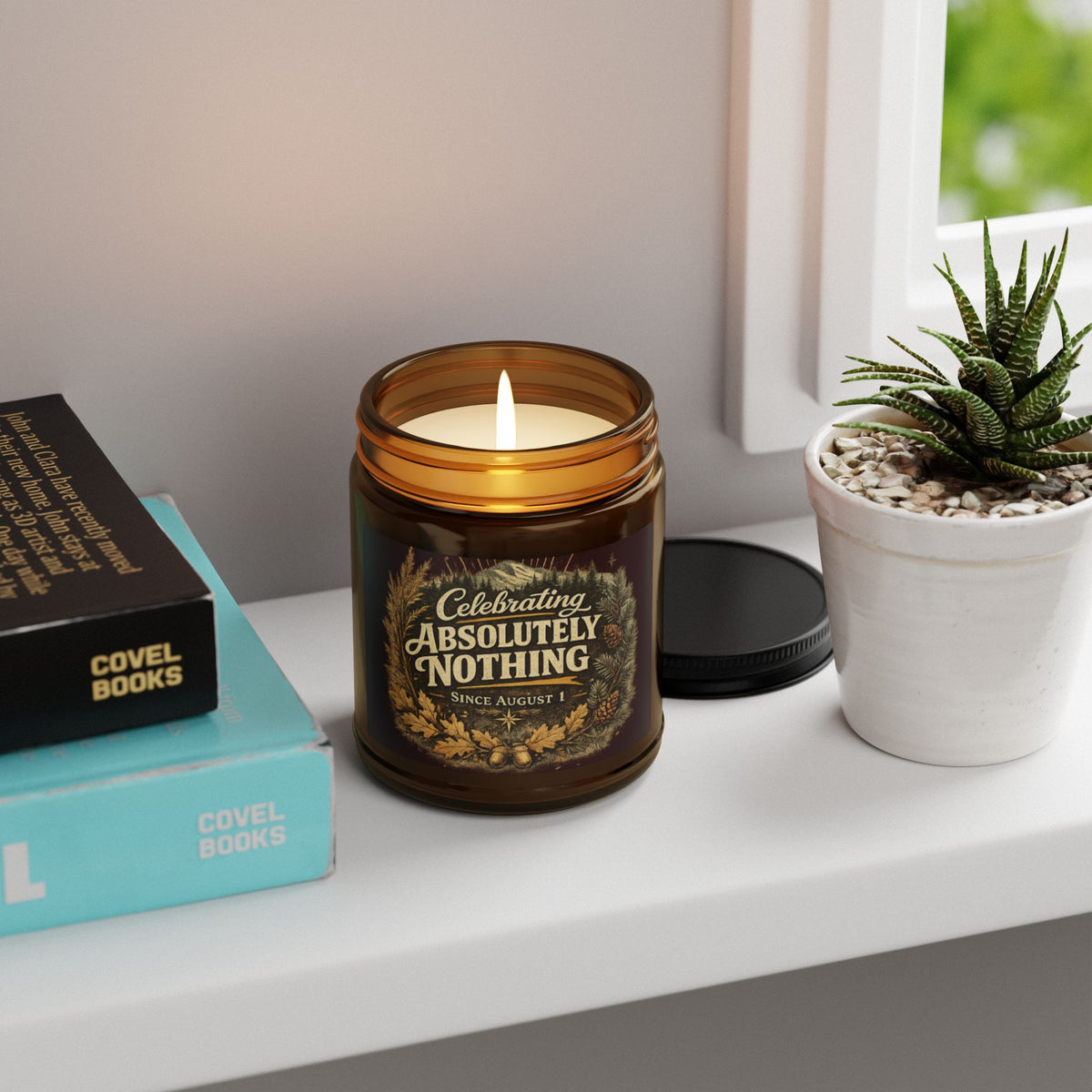 Celebrating Absolutely Nothing Soy Candle — Amber Jar Scented Candle