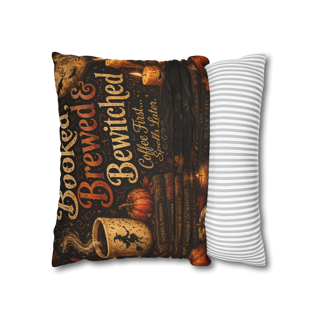 Bewitched & Brewed Coffee Pillowcase — Halloween Witchy Throw Pillow