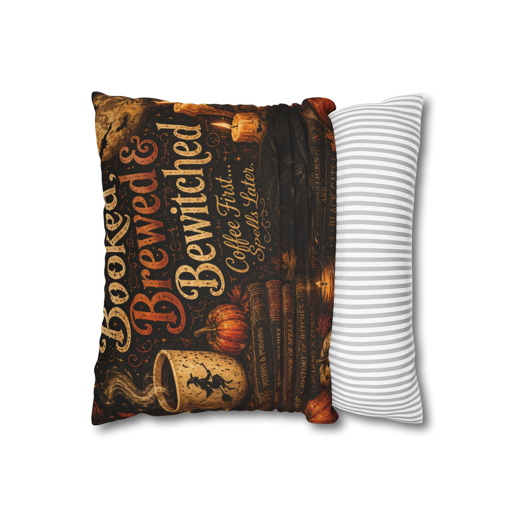 Bewitched & Brewed Coffee Pillowcase — Halloween Witchy Throw Pillow