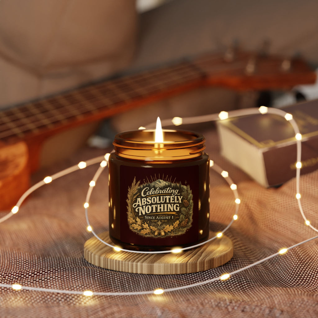 Celebrating Absolutely Nothing Soy Candle — Amber Jar Scented Candle